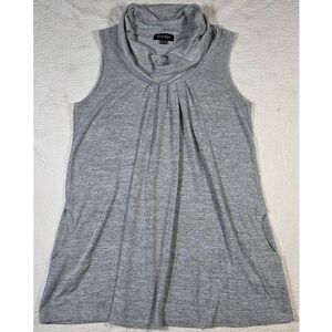Charlie Paige Gray Cowl Neck Sleeveless Sweater Tunic With Pockets